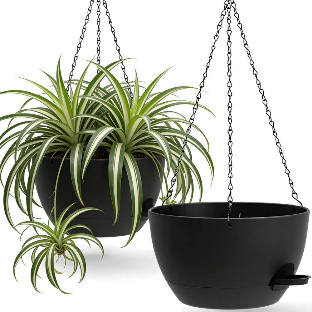 UOUZ front view of 13-inch hanging planter showing modern design and space-saving benefit