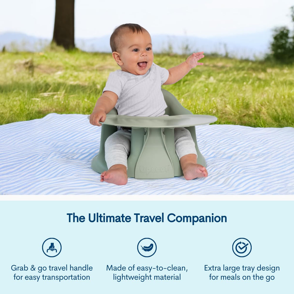 Upseat junto a bebé para comparar tamaño y comprobar ajuste seguro