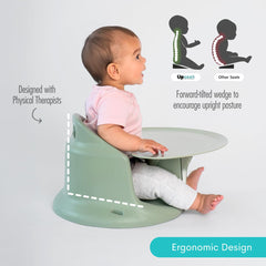 Upseat en uso en mesa familiar, Upseat mejora el control postural al comer