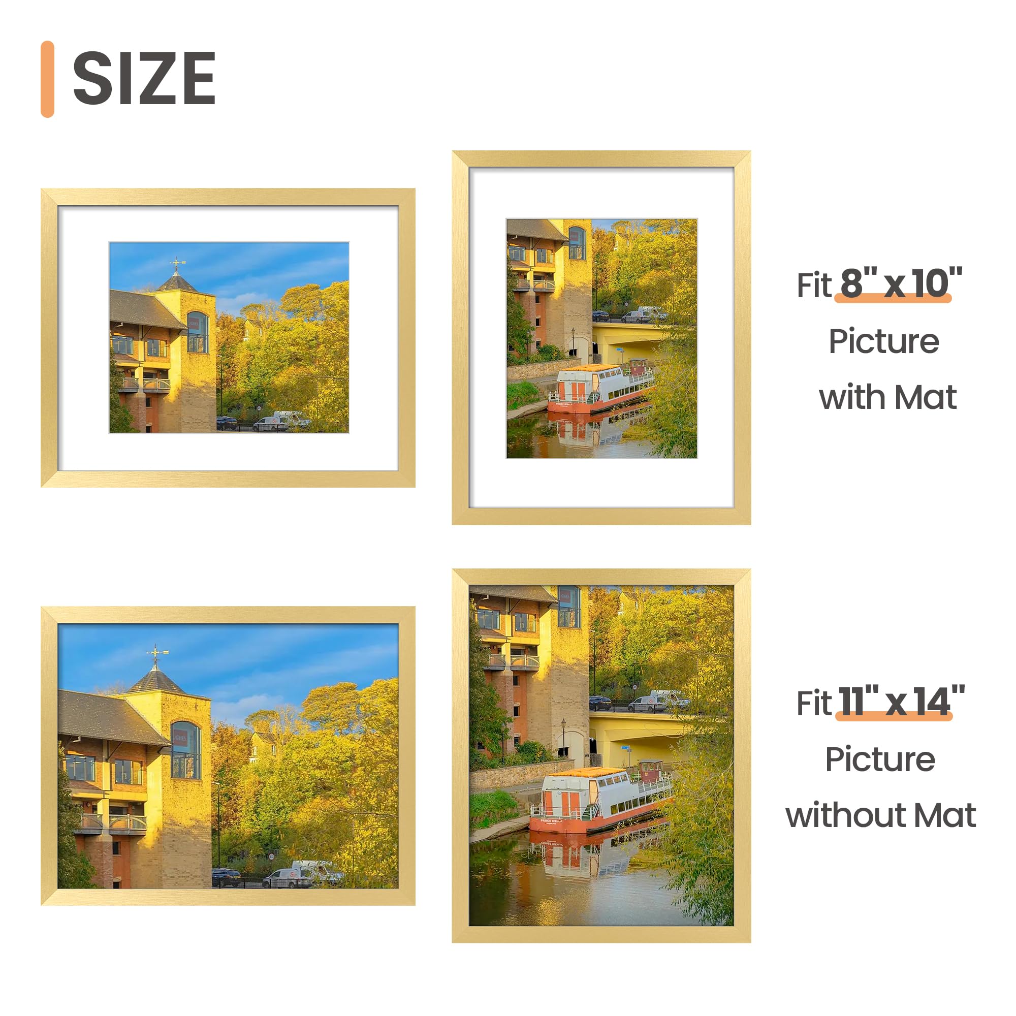 upsimples cinco marcos dorados en pared de galería estilo moderno