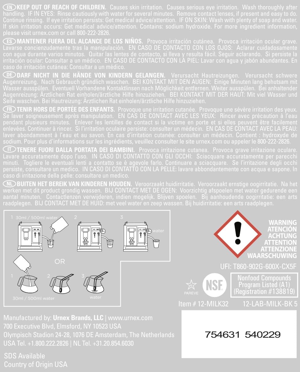 Urnex Rinza junto a objetos para comparar tamaño y control de stock