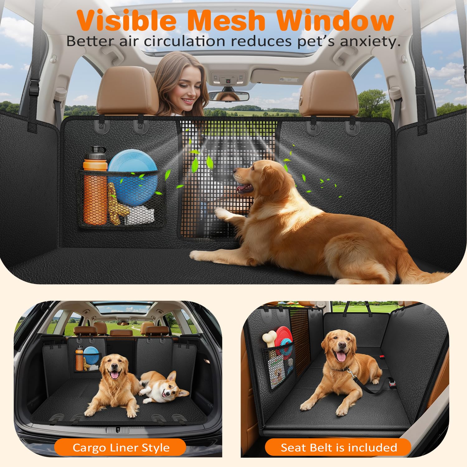 URPOWER ventana de malla para visibilidad y mejor ventilación del perro