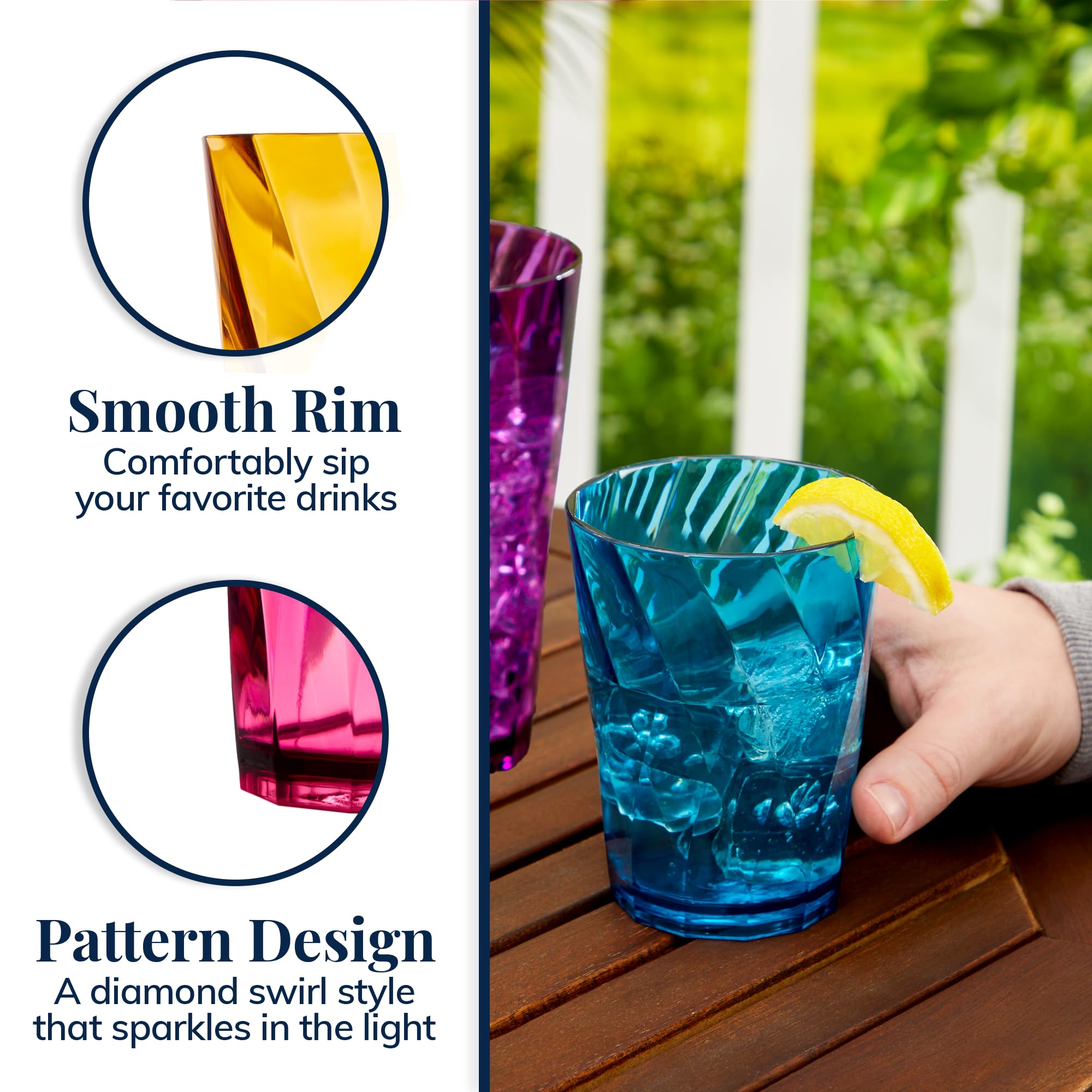 US Acrylic vasos en patio junto a piscina para uso exterior seguro