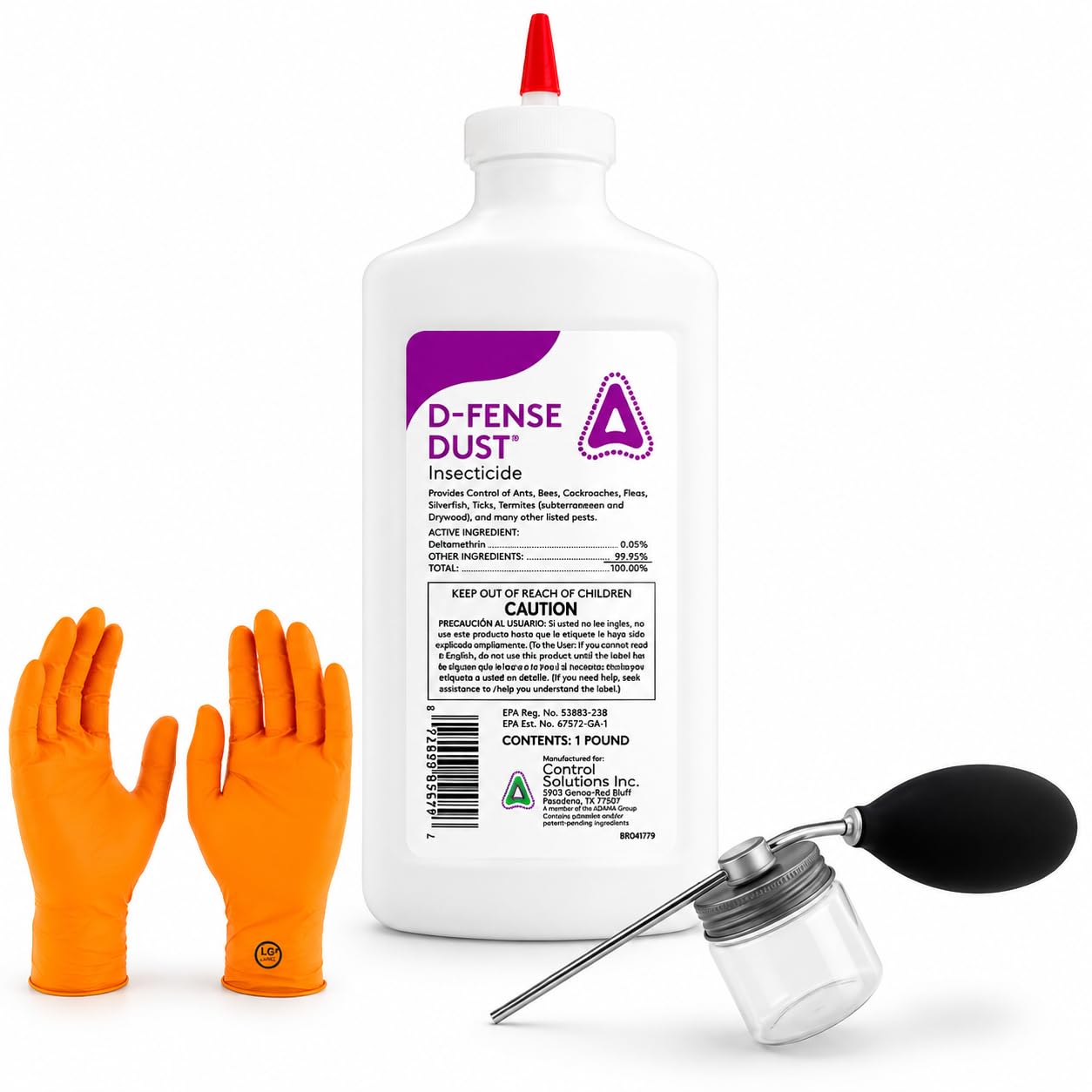 USA Supply vista frontal del empaque con aplicador y guantes, presentación 1 lb