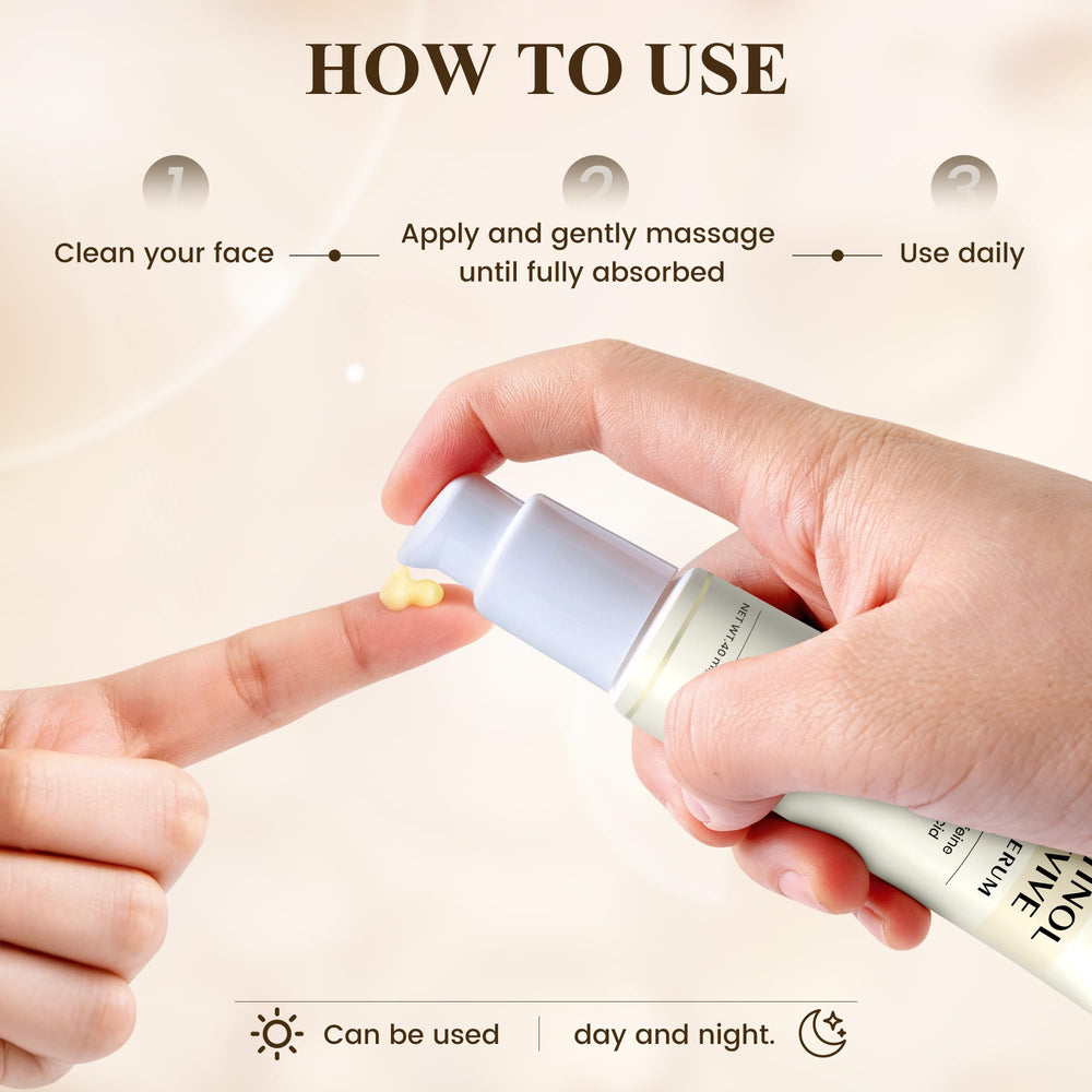 USMOTAR etiqueta con ingredientes clave retinol, cafeína y ácido hialurónico