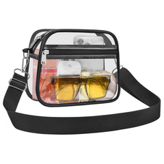 USPECLARE bolso transparente frontal mostrando diseño y aprobación para estadios