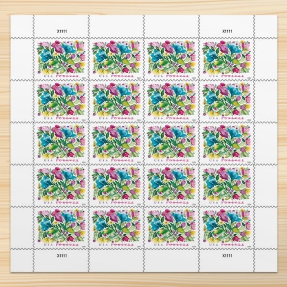 United States Postal Service vista frontal del paquete de sellos Celebration Blooms, ideal para bodas