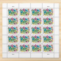 United States Postal Service vista frontal del paquete de sellos Celebration Blooms, ideal para bodas