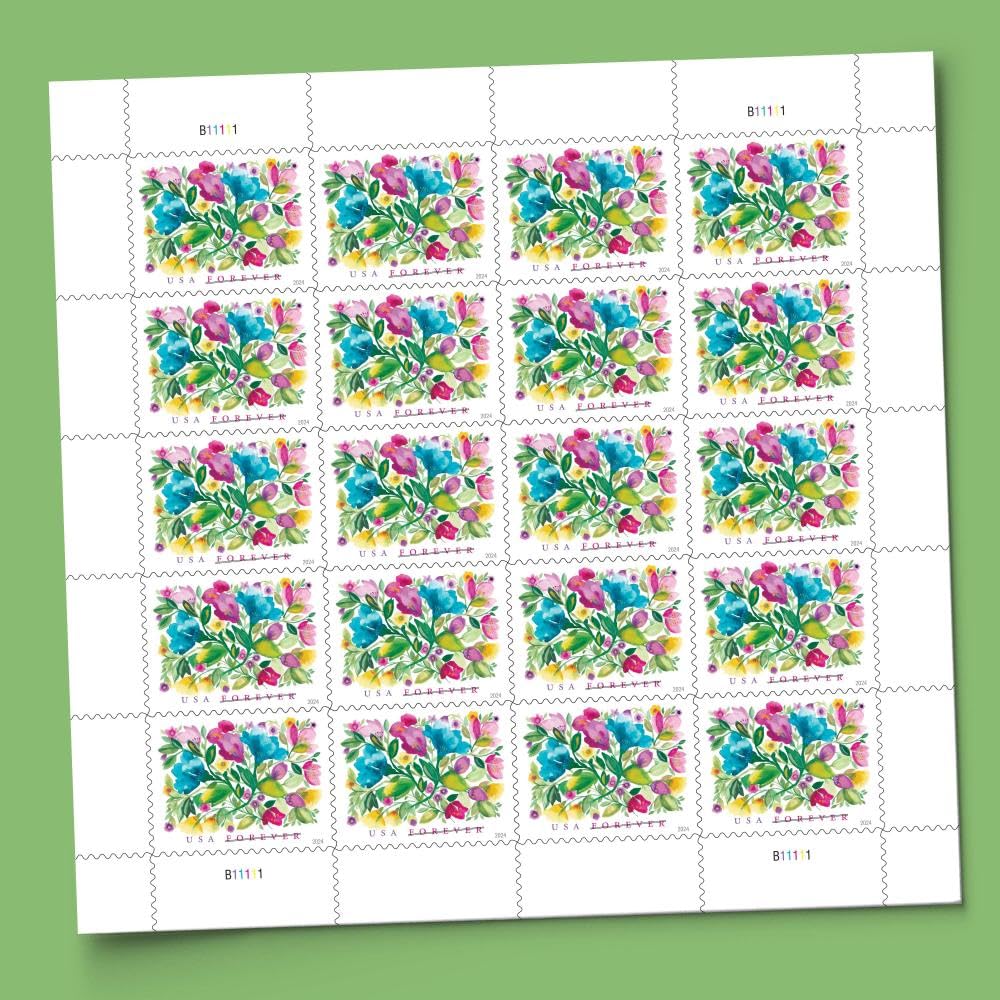United States Postal Service tira organizada de sellos Celebration Blooms lista para uso en invitaciones