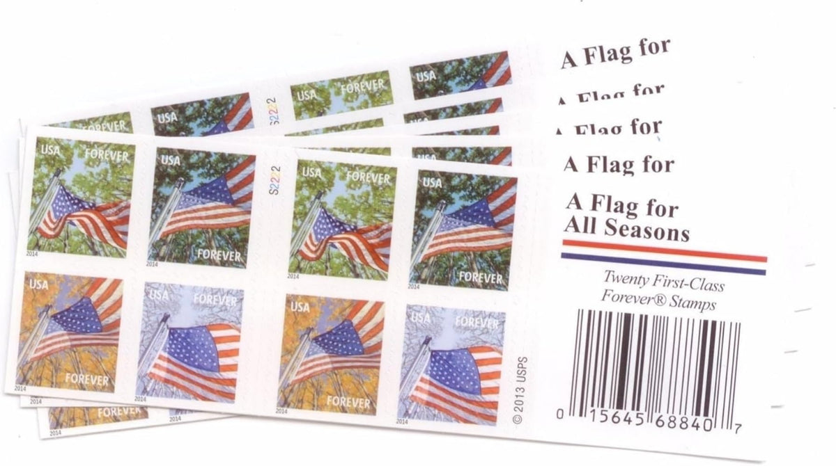 United States Postal Service vista frontal del empaque de sellos con varias estaciones, práctico para envío