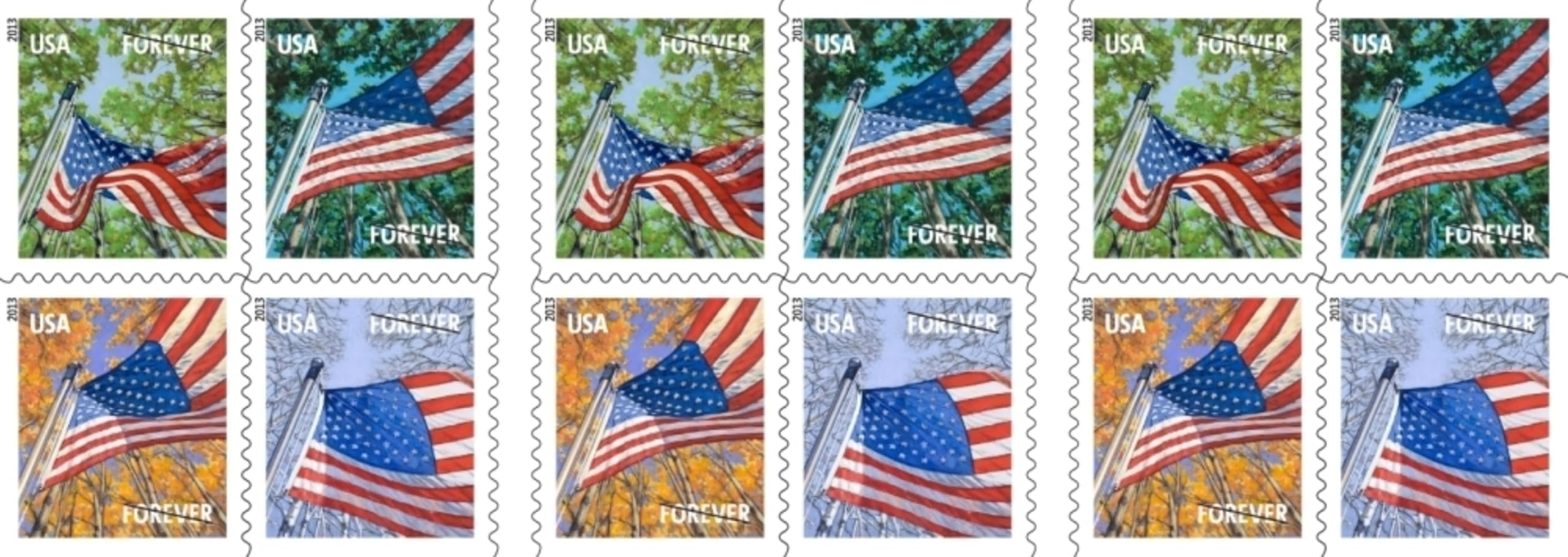 United States Postal Service librito abierto mostrando 20 sellos, ideal para coleccionistas y envíos