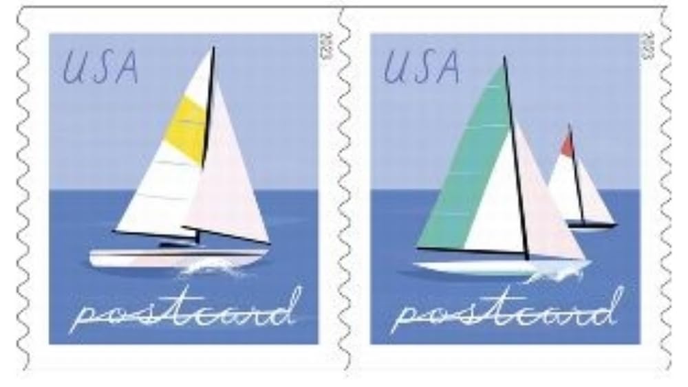 United States Postal Service detalle de la palabra "postcard" escrita a mano en el sello