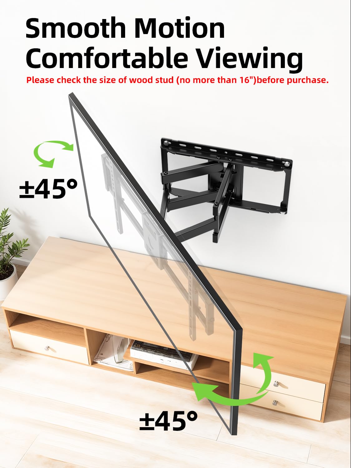 USX MOUNT comparación de tamaño versus televisor para escala precisa
