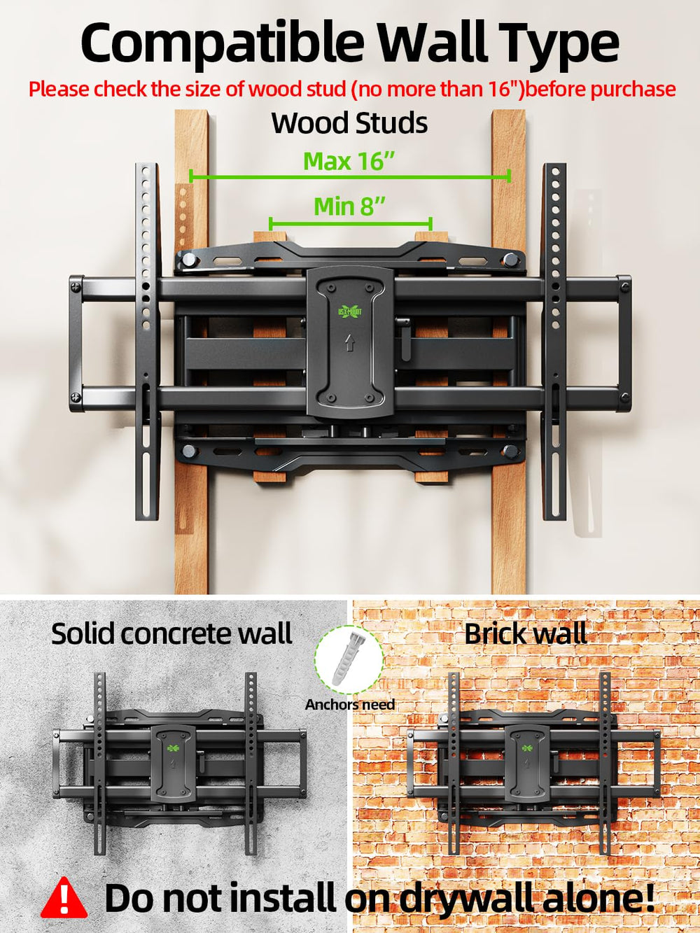 USX MOUNT primer plano del brazo articulado, ajuste flexible