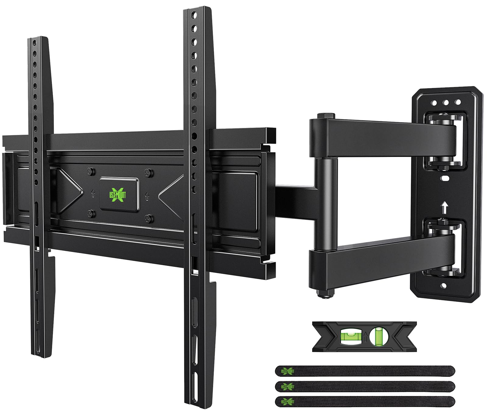 USX MOUNT vista frontal del soporte con televisor montado para ahorro espacio