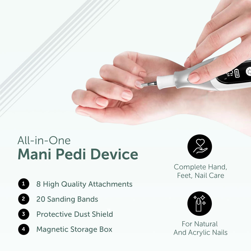 UTILYZE PediLux Pro junto a mano para comparar tamaño y portabilidad
