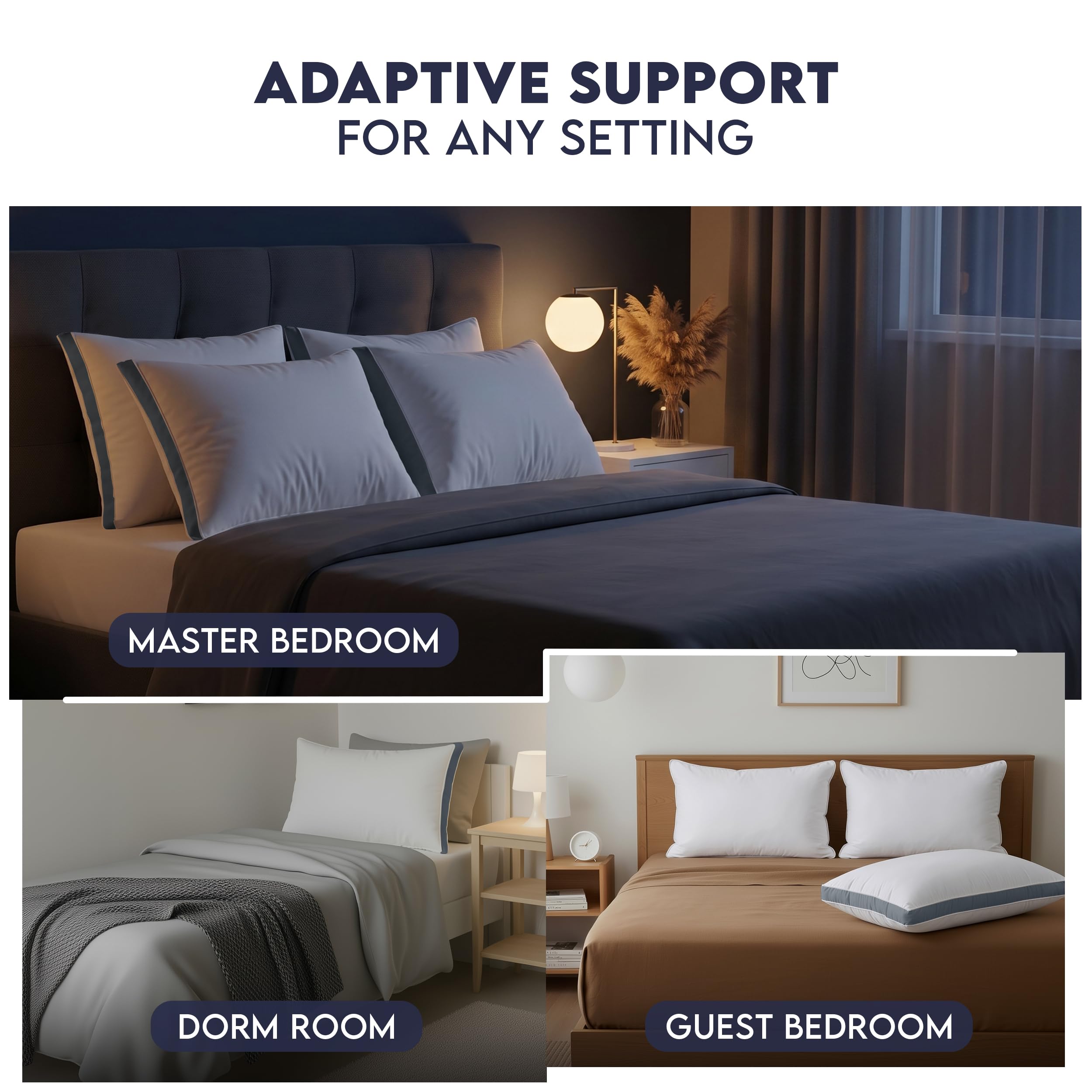 Utopia Bedding almohada gris en dormitorio moderno, combina estética y soporte