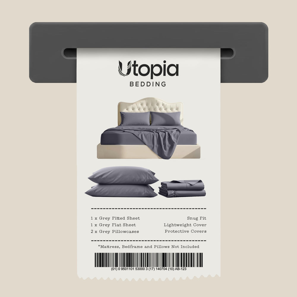 Utopia Bedding dormitorio con sábanas gris estilo hotel que mejora el ambiente