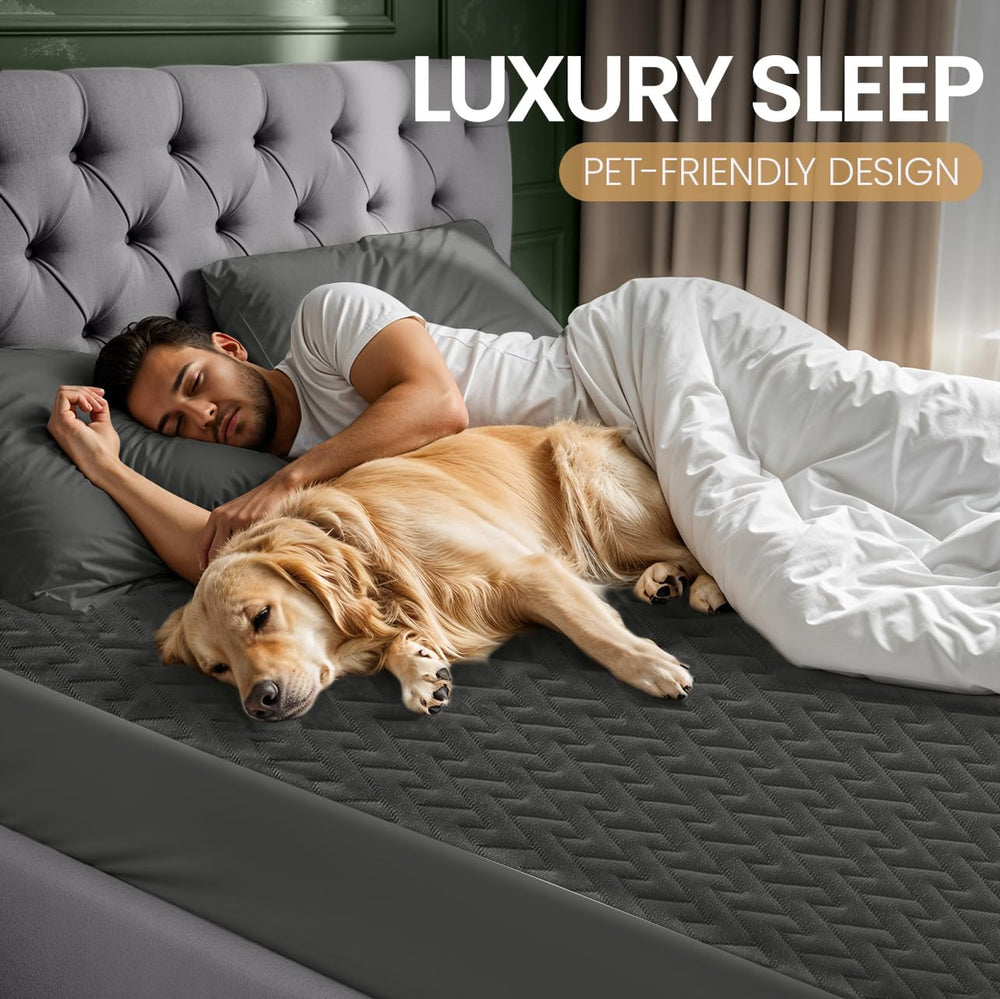 Utopia Bedding protector colocado en colchón King mostrando uso y confort