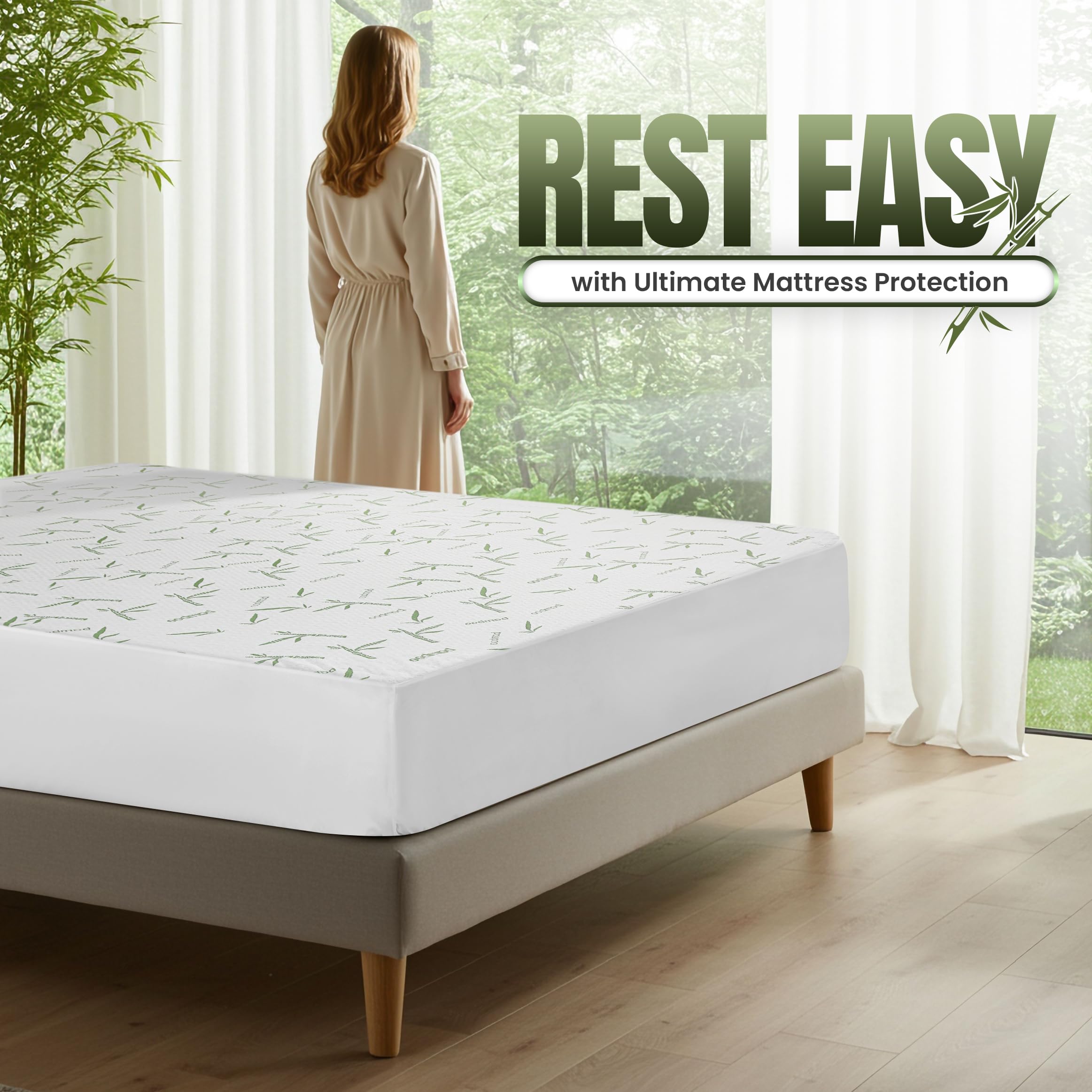 Utopia Bedding comparación de escala que muestra dimensiones King y ajuste