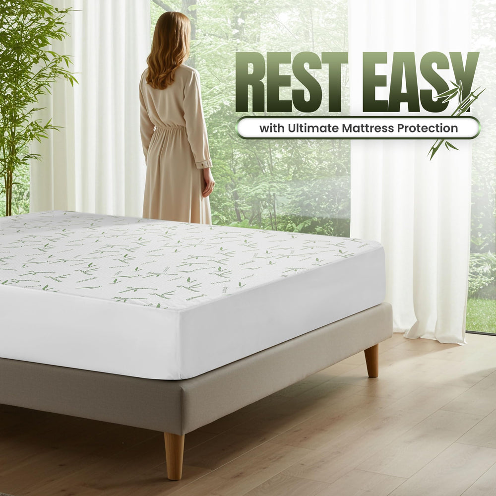 Utopia Bedding comparación de escala que muestra dimensiones King y ajuste