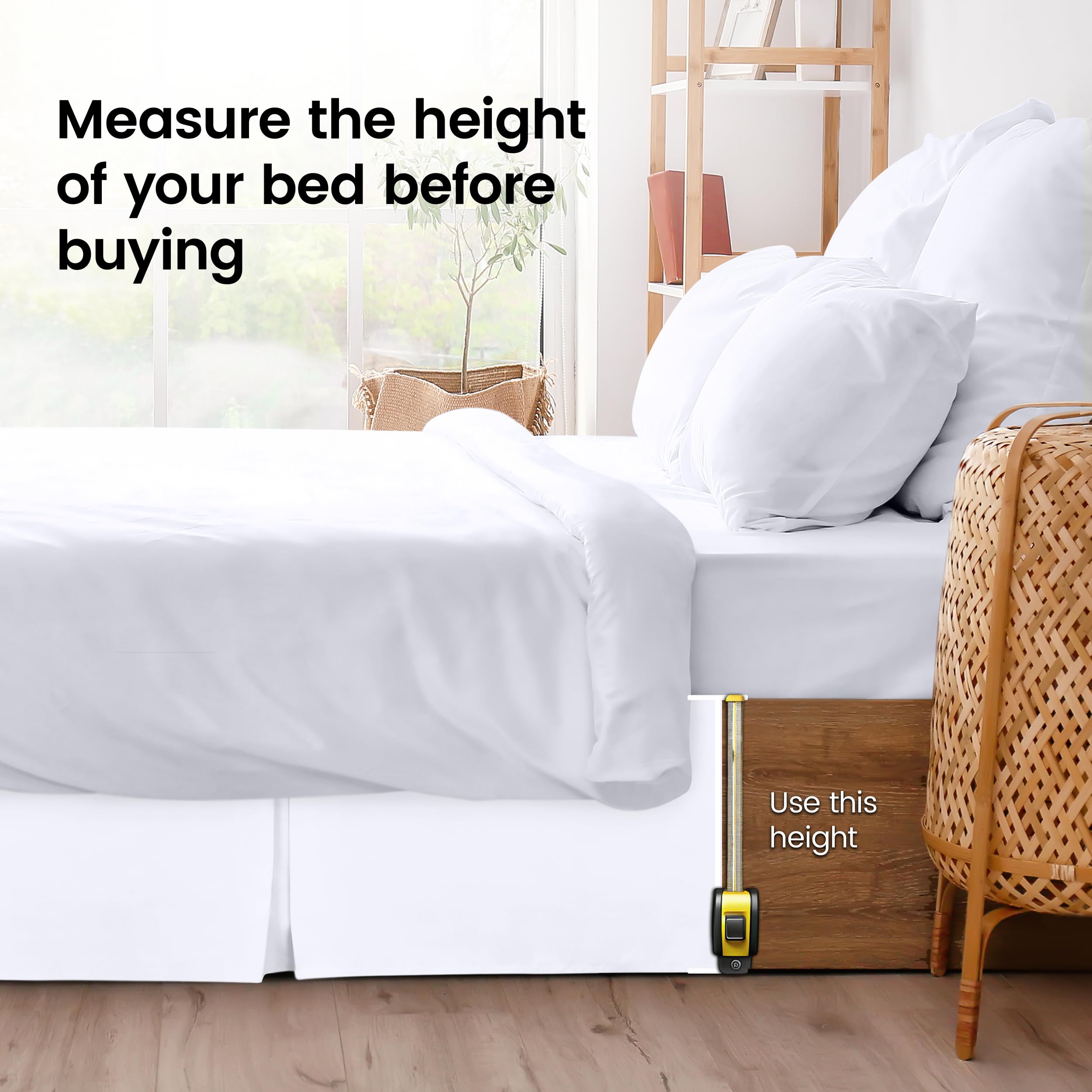 Utopia Bedding comparación de tamaño King con colchón para apreciar 16 pulgadas de caída