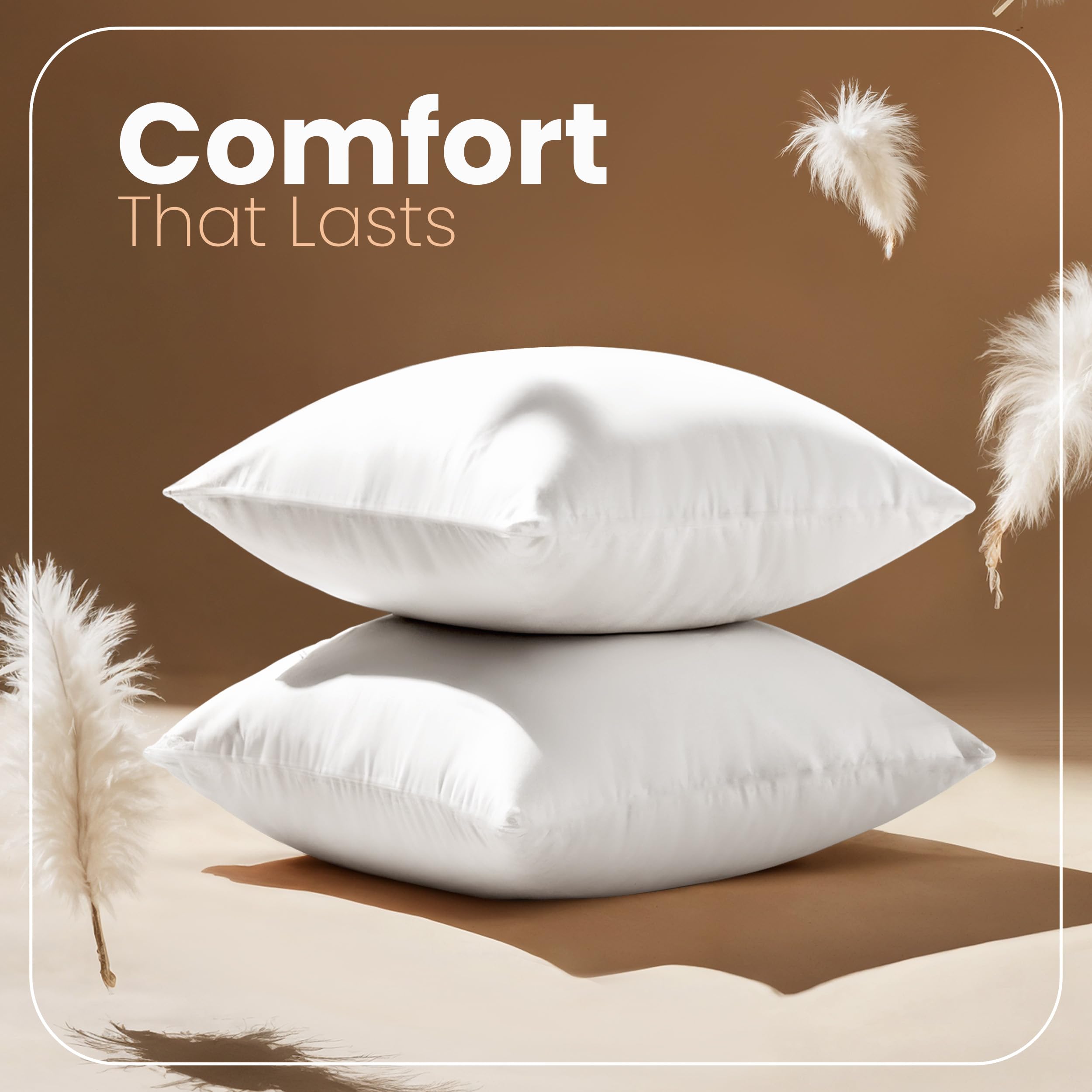 Utopia Bedding comparación de tamaño 16x16 al lado de regla, ajuste claro a fundas