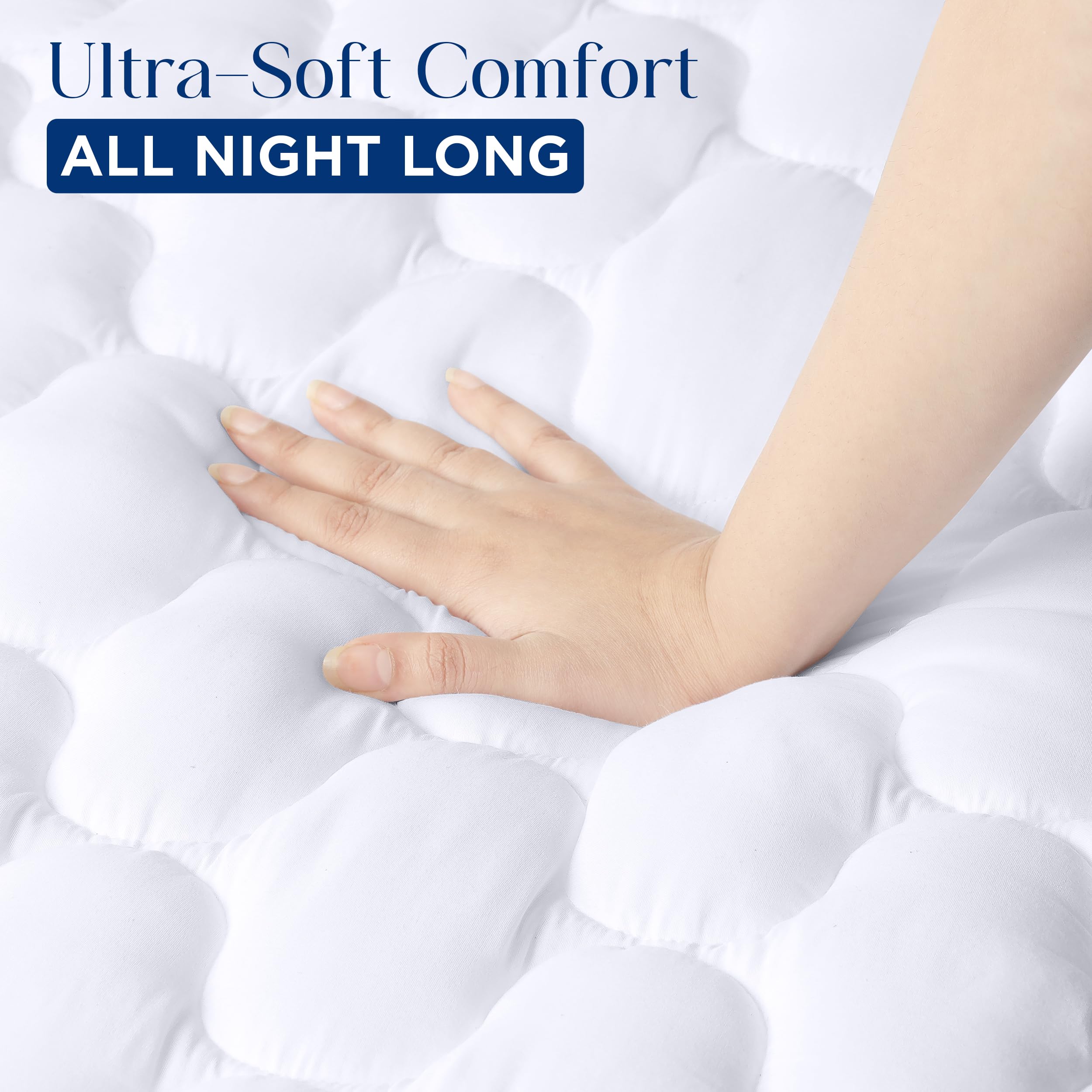 Utopia Bedding comparación de grosor mostrando ajuste en colchón de 16 pulgadas