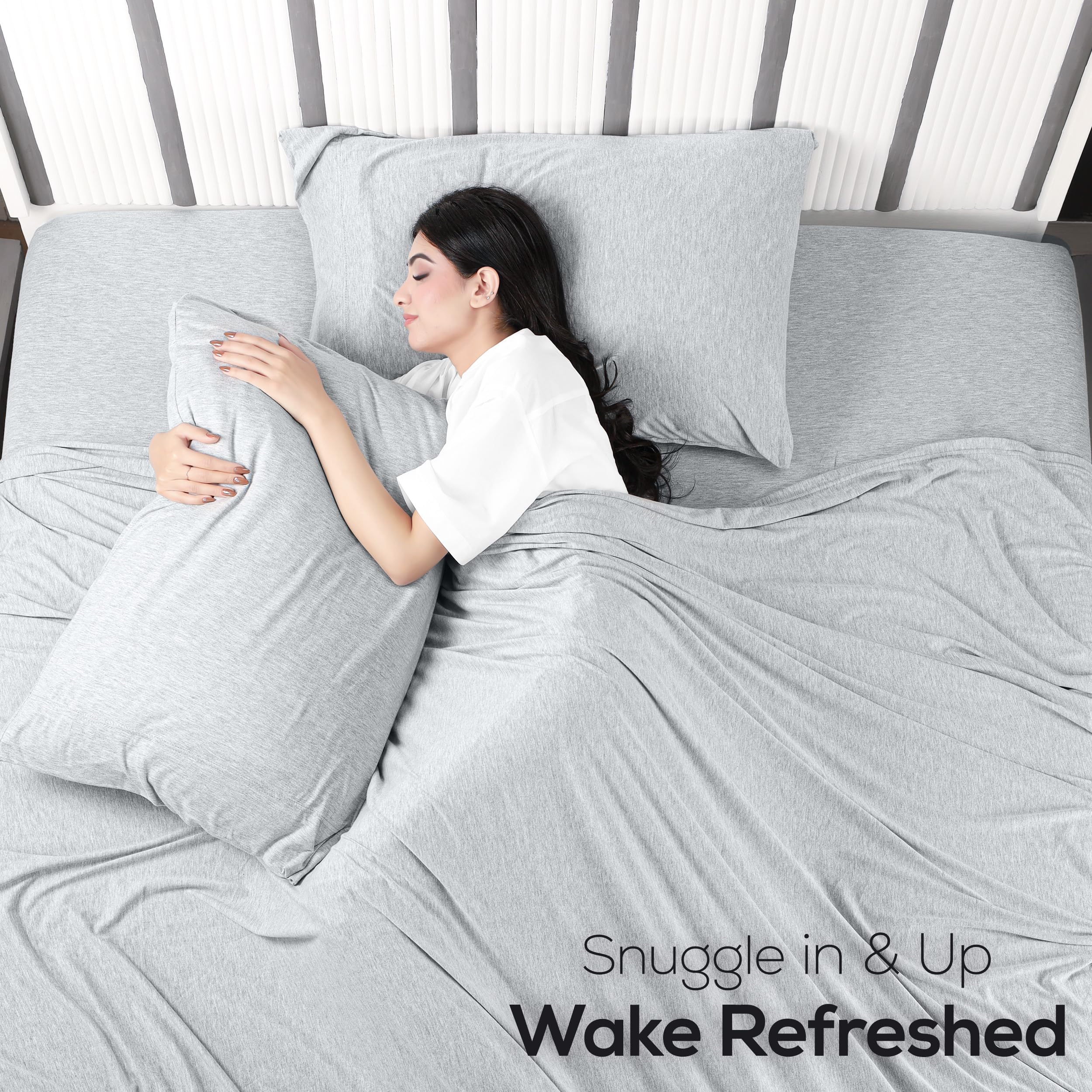 Utopia Bedding etiqueta que muestra la composición de algodón y poliéster para durabilidad