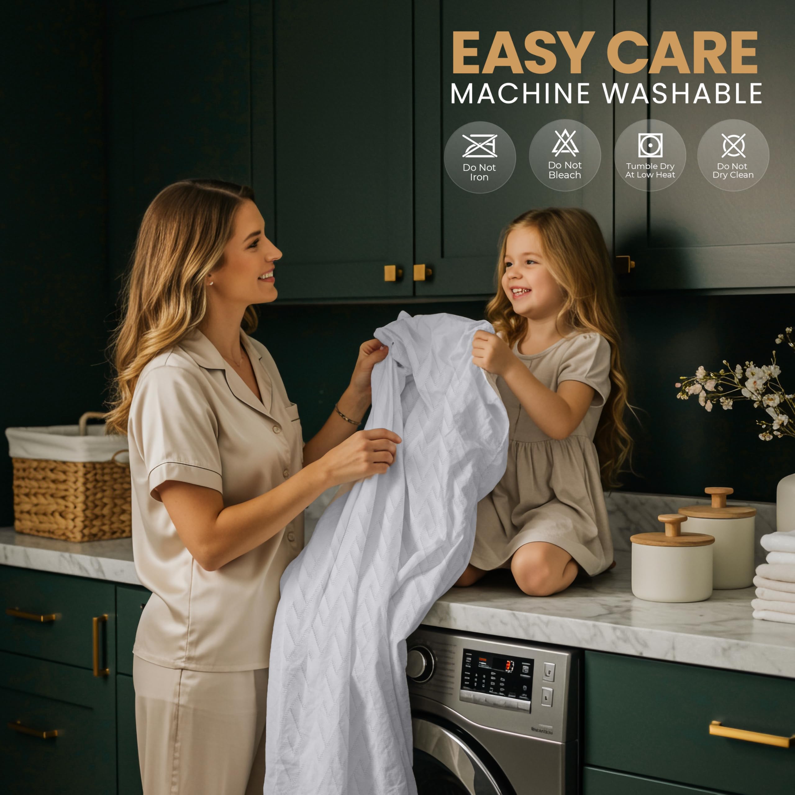 Utopia Bedding etiqueta con instrucciones de lavado, fácil mantenimiento y cuidado