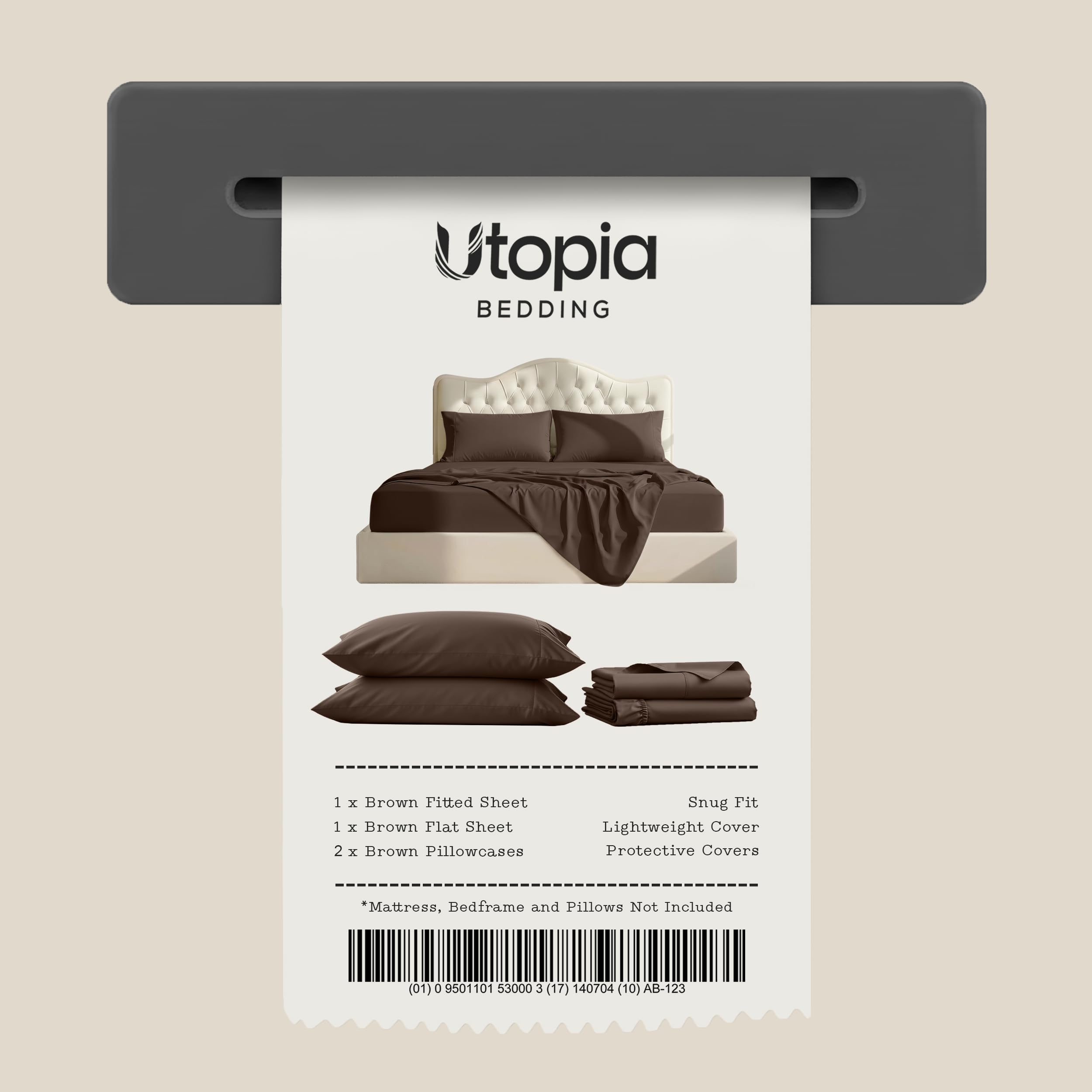 Utopia Bedding etiqueta OEKO-TEX en primer plano certificando seguridad del tejido