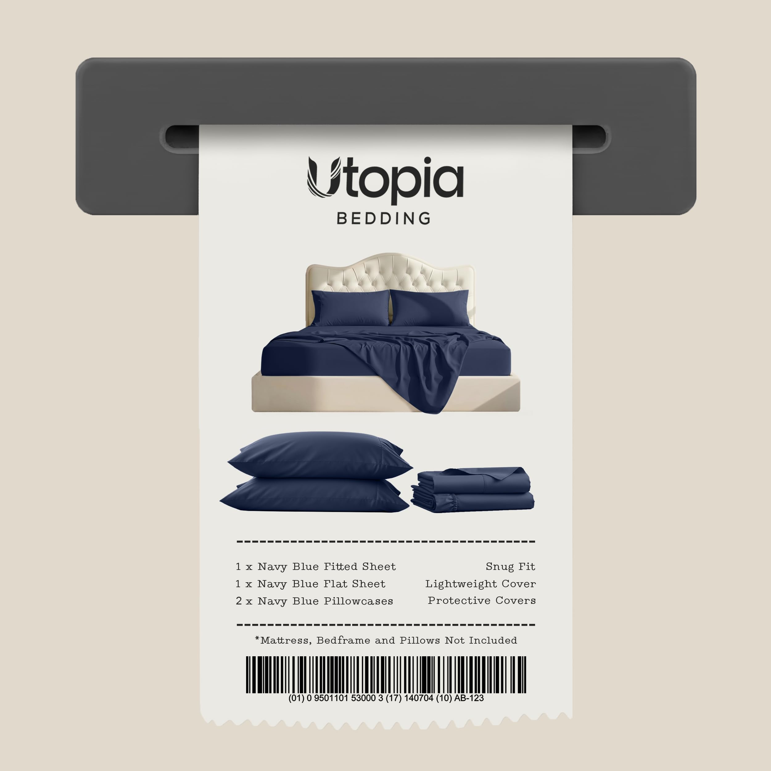 Utopia Bedding etiqueta OEKO-TEX visible, garantía de textiles seguros