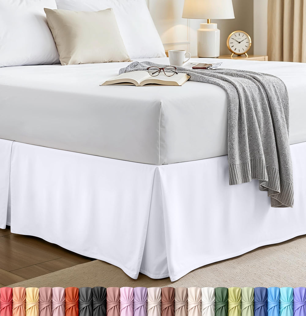 Utopia Bedding vista frontal de la falda de cama King mostrando caída y acabado elegante
