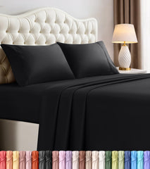 Utopia Bedding vista frontal del empaque negro mostrando el set completo y atractivo