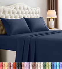 Utopia Bedding vista frontal del empaque navy, presentación elegante y lista