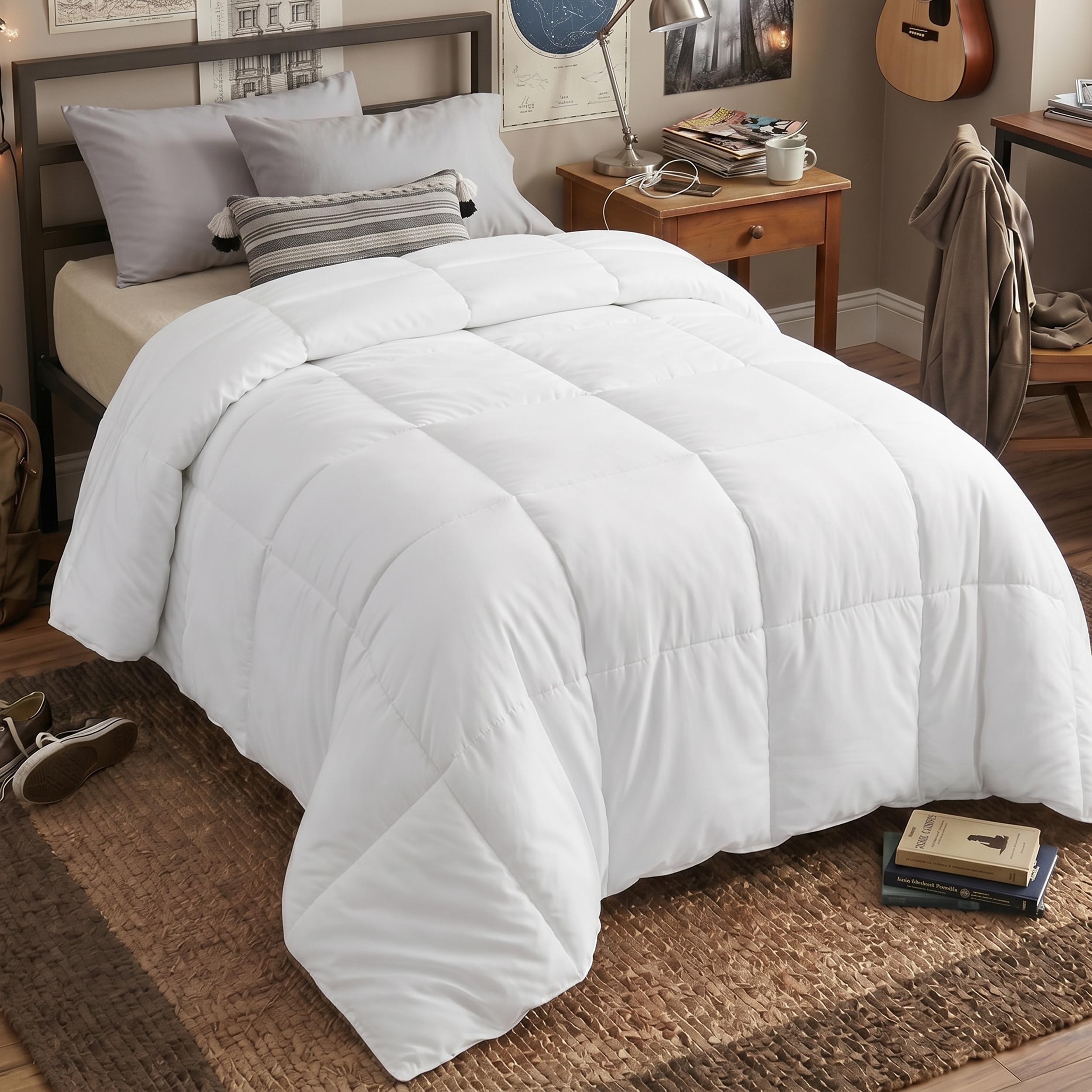 Utopia Bedding vista frontal del relleno Twin XL mostrando ajuste y cobertura