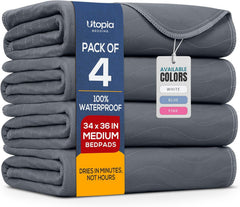 Utopia Bedding vista frontal del empaque muestra paquete de 4 y tamaño