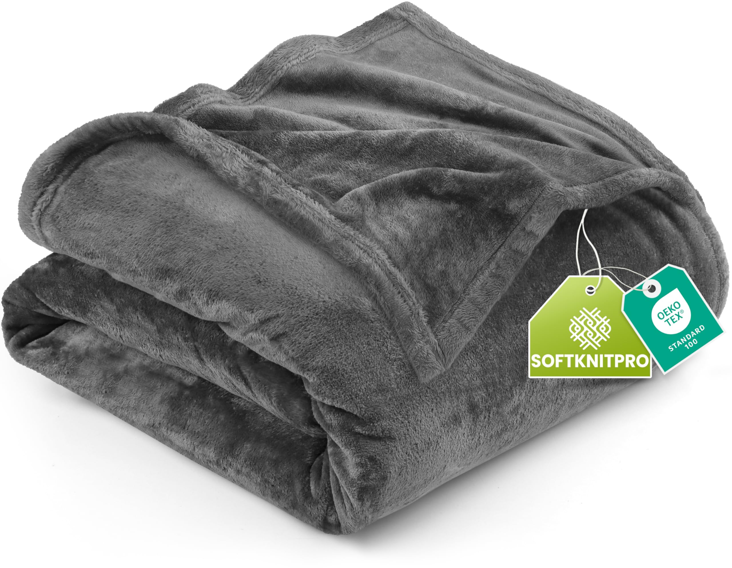 Utopia Bedding frontal de la manta queen gris muestra caída y brillo suave