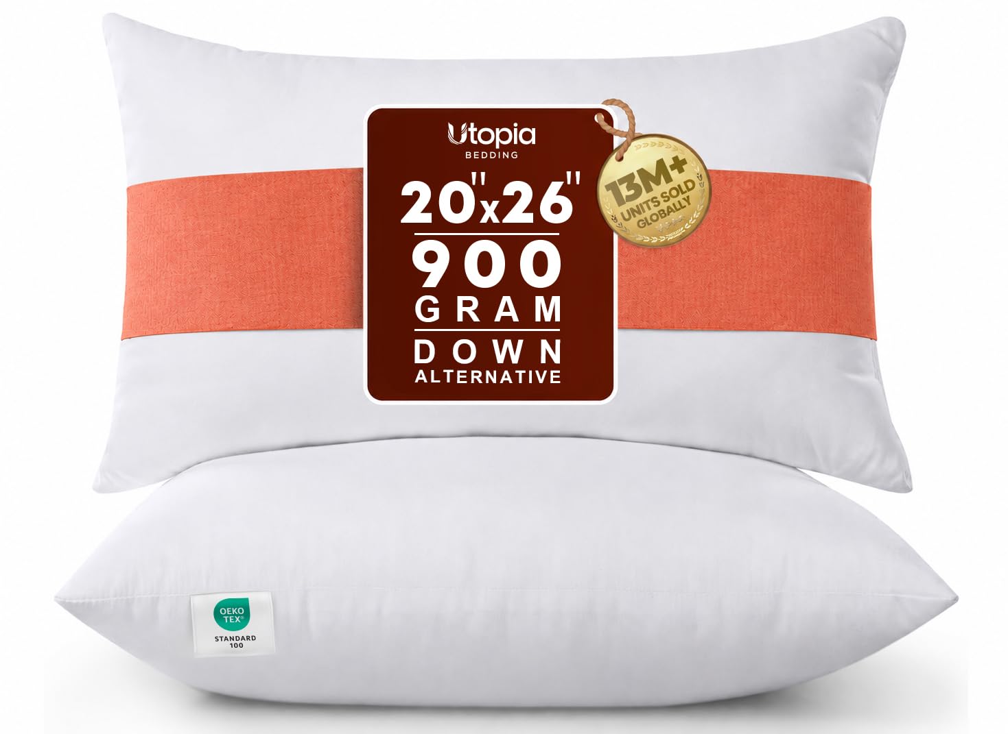 Utopia Bedding vista frontal del paquete con dos inserciones, muestra limpieza y volumen
