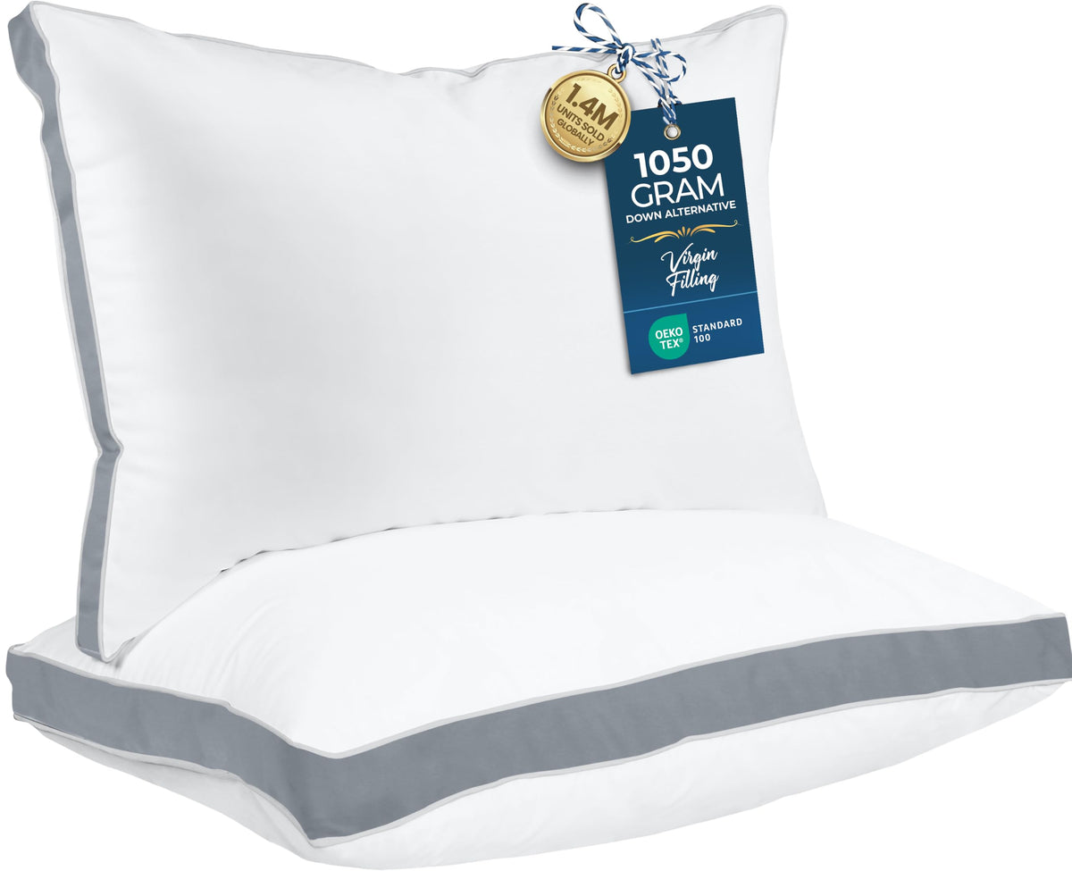 Utopia Bedding vista frontal del pack de 2 almohadas, soporte uniforme