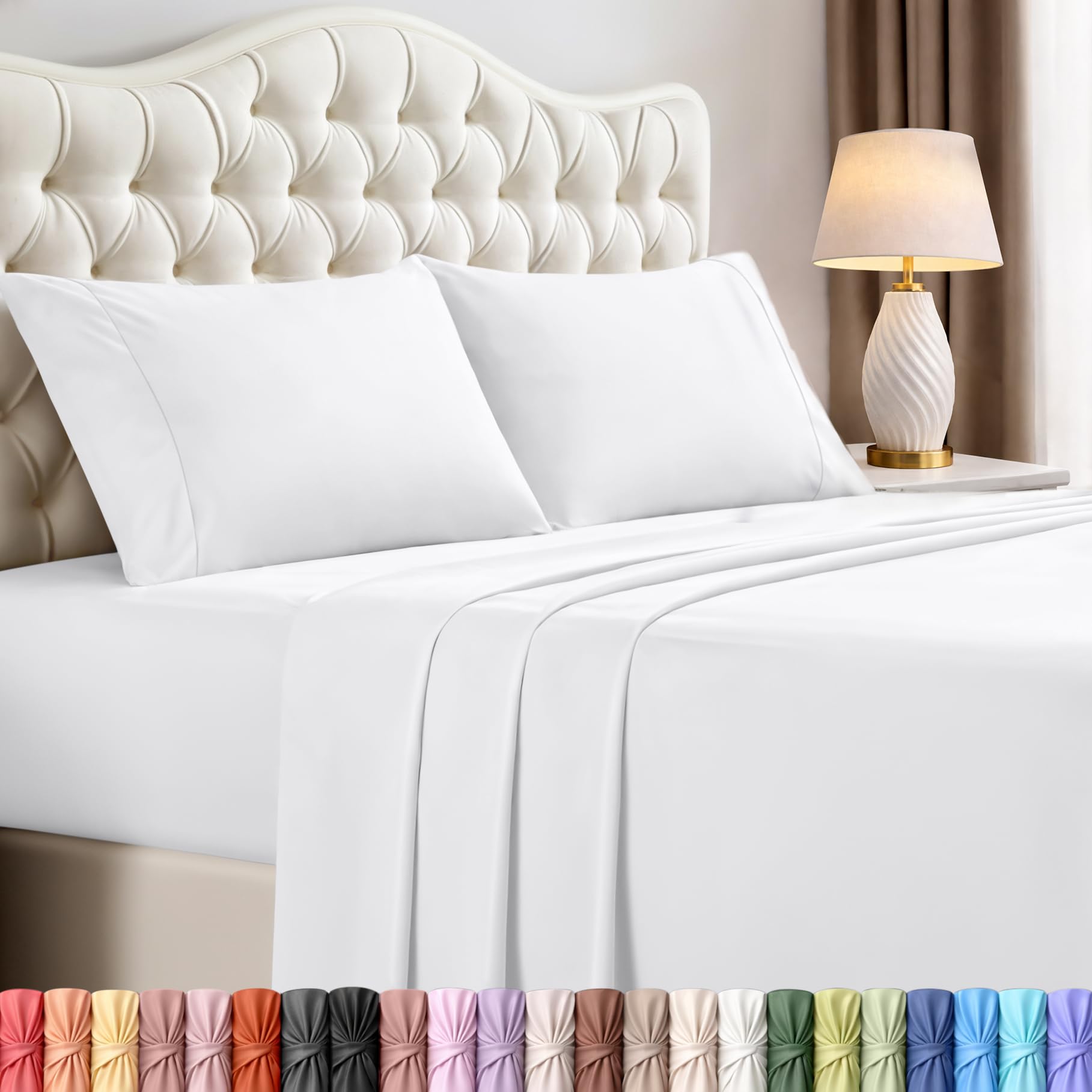 Utopia Bedding vista frontal del juego de sábanas que muestra acabado impecable y confort