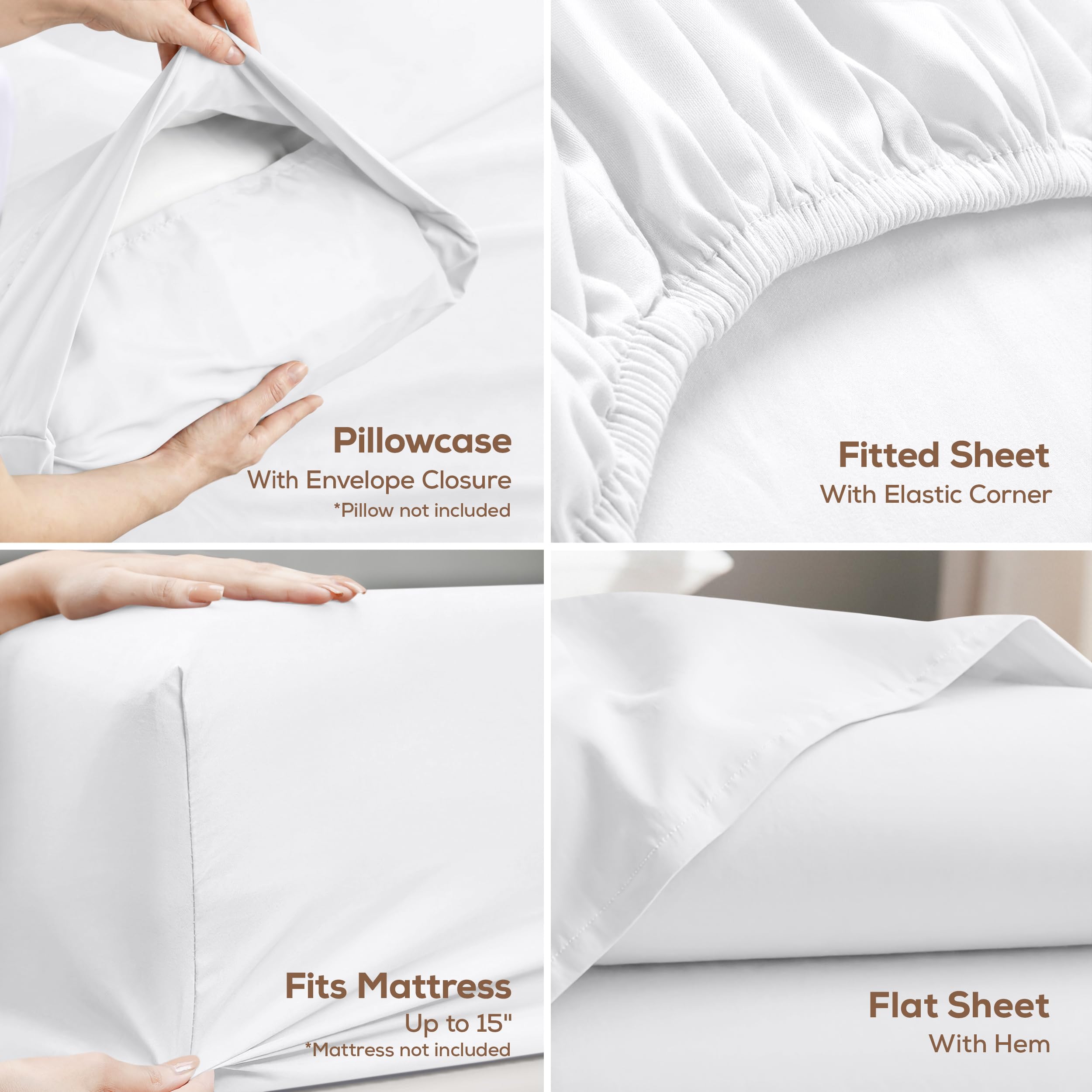 Utopia Bedding detalle de la funda de almohada con costuras que asegura ajuste y acabado
