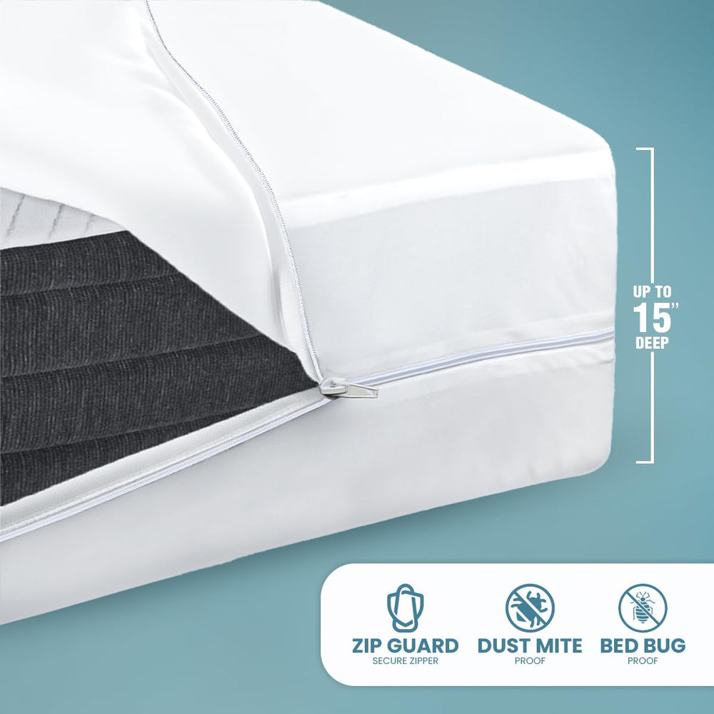 Utopia Bedding funda puesta en colchón en dormitorio para protección y estilo