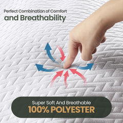 Utopia Bedding protector colocado en cama con almohadas, aspecto limpio y cómodo