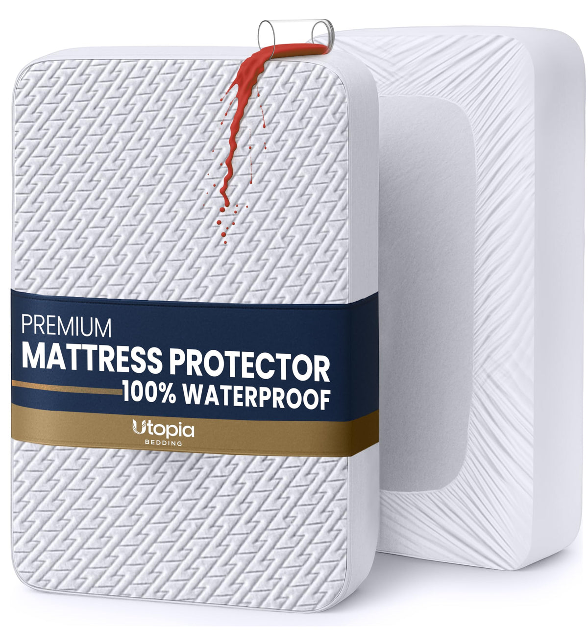 Utopia Bedding vista frontal del protector Twin XL ajustado, protección completa