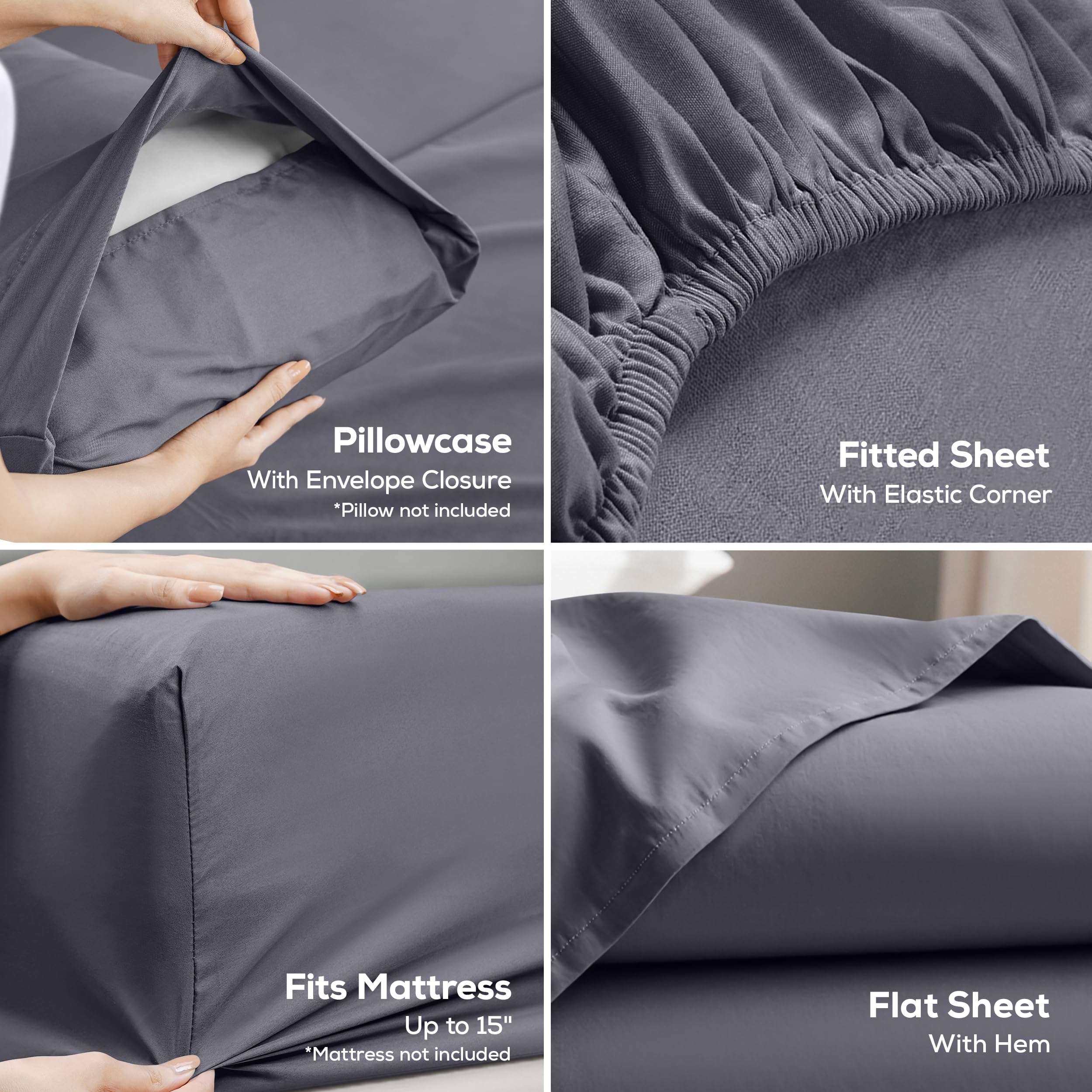 Utopia Bedding sábana ajustada en cama king demostrando ajuste seguro