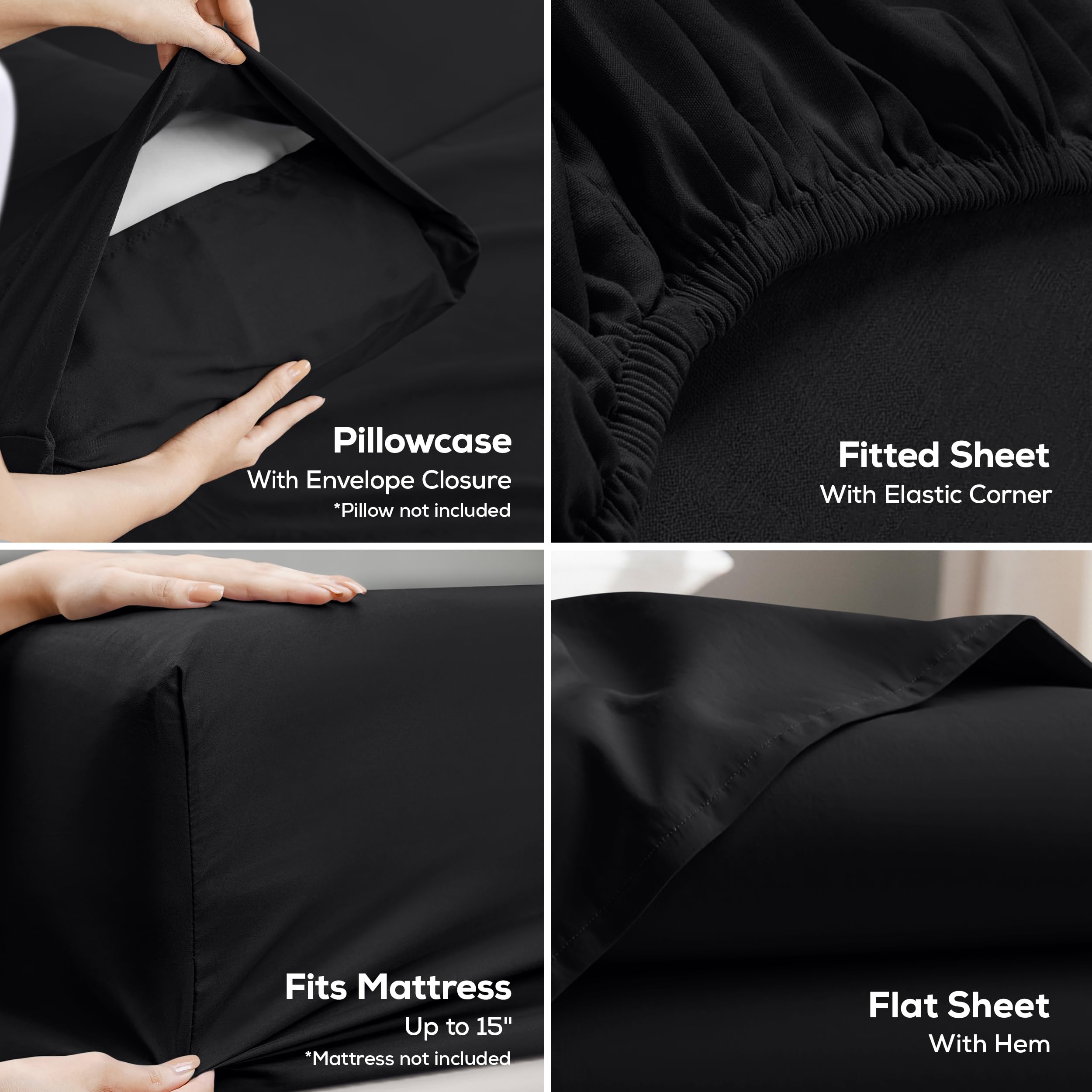 Utopia Bedding sábana ajustada en cama king mostrando ajuste firme