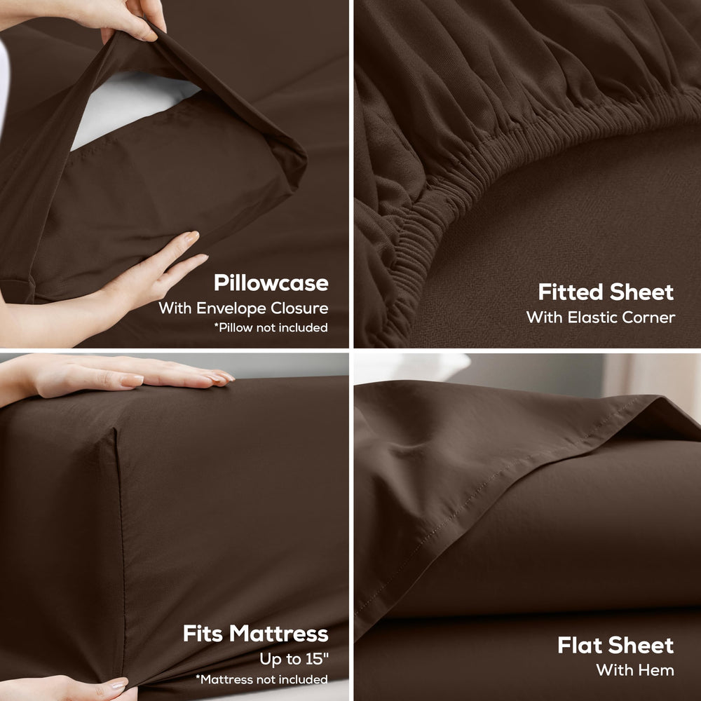Utopia Bedding sábana ajustada en colchón alto demostrando el bolsillo profundo y su ajuste