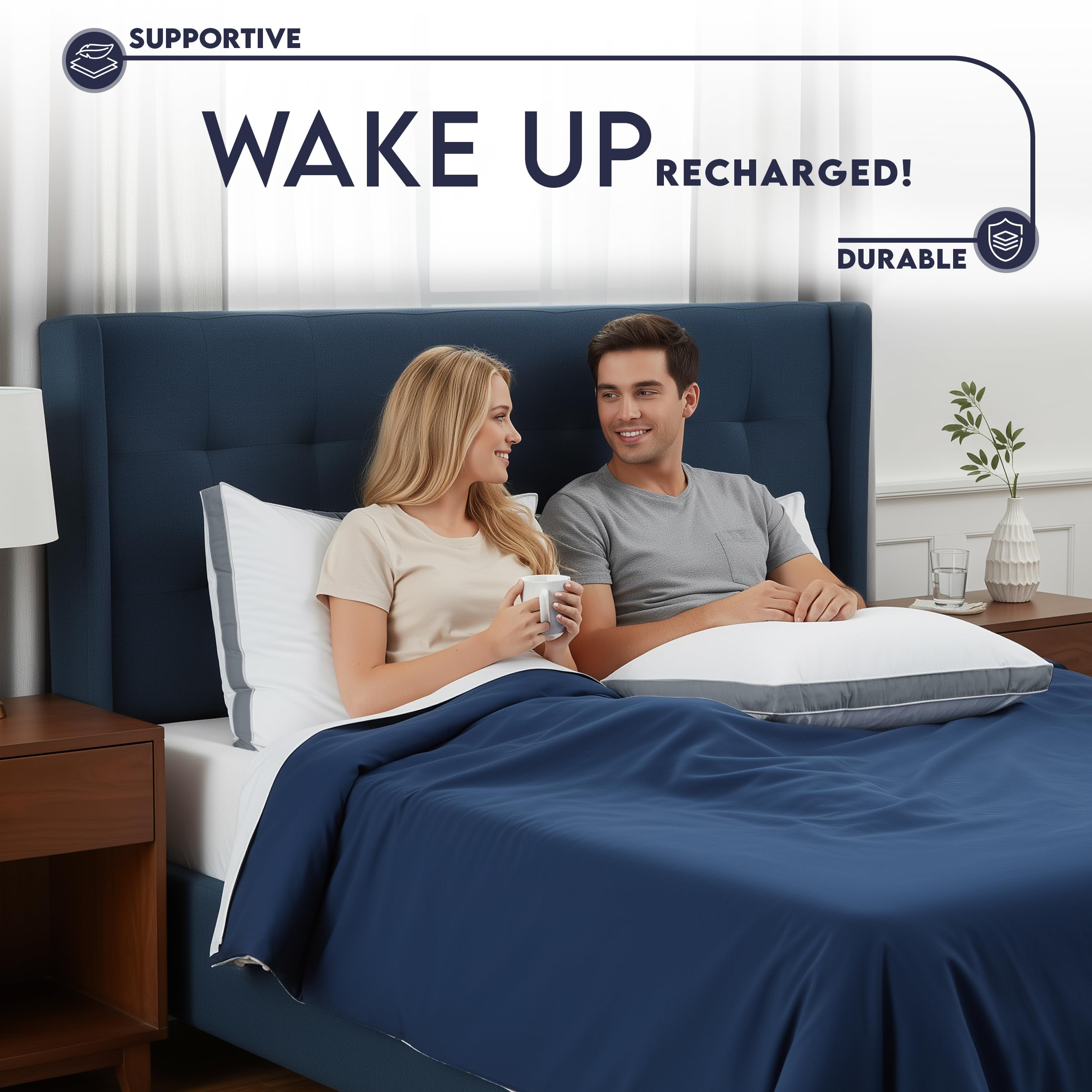 Utopia Bedding almohada en habitación de invitados, aspecto limpio y acogedor
