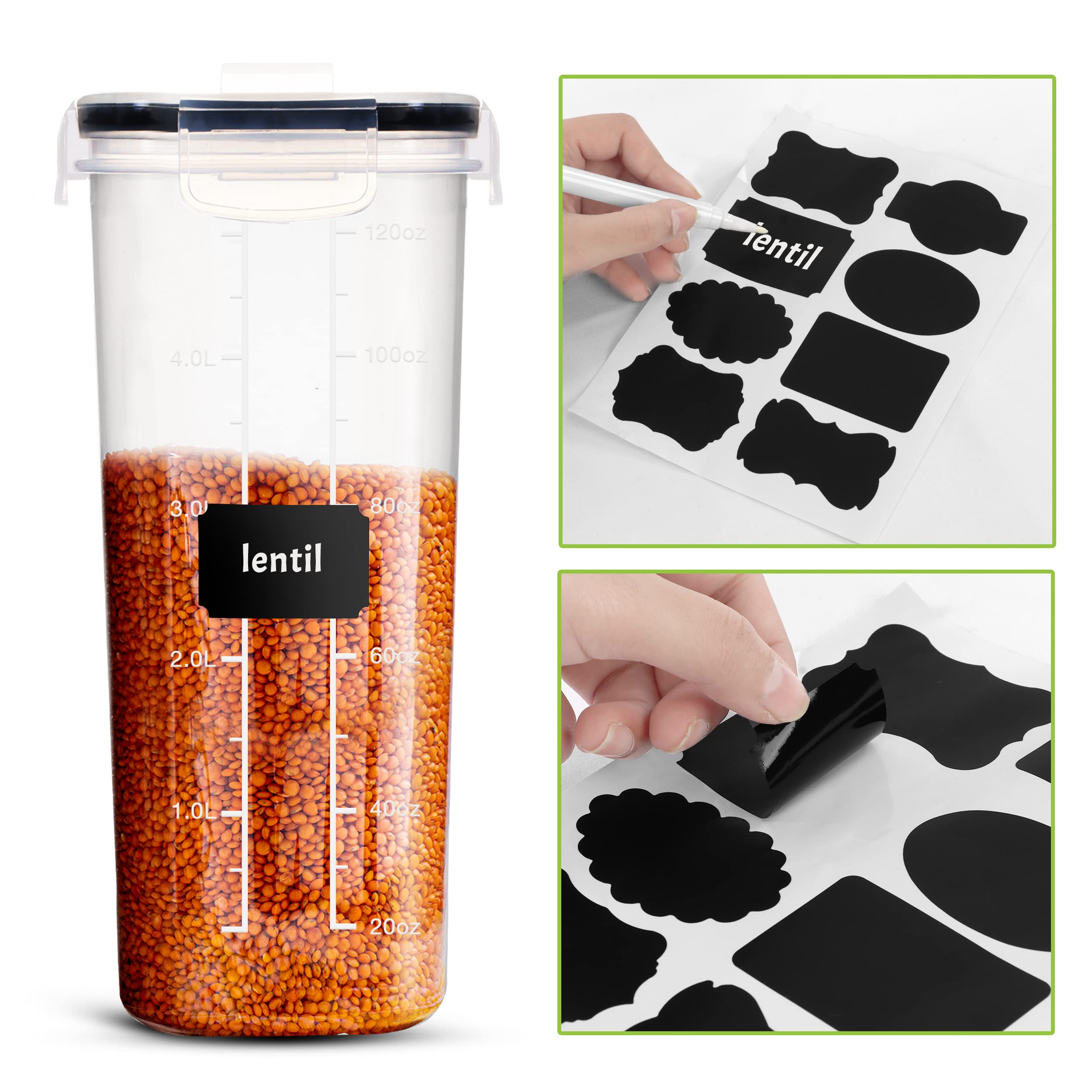 Utopia Kitchen comparación de tamaño con una mano para visualizar la capacidad de 4 litros